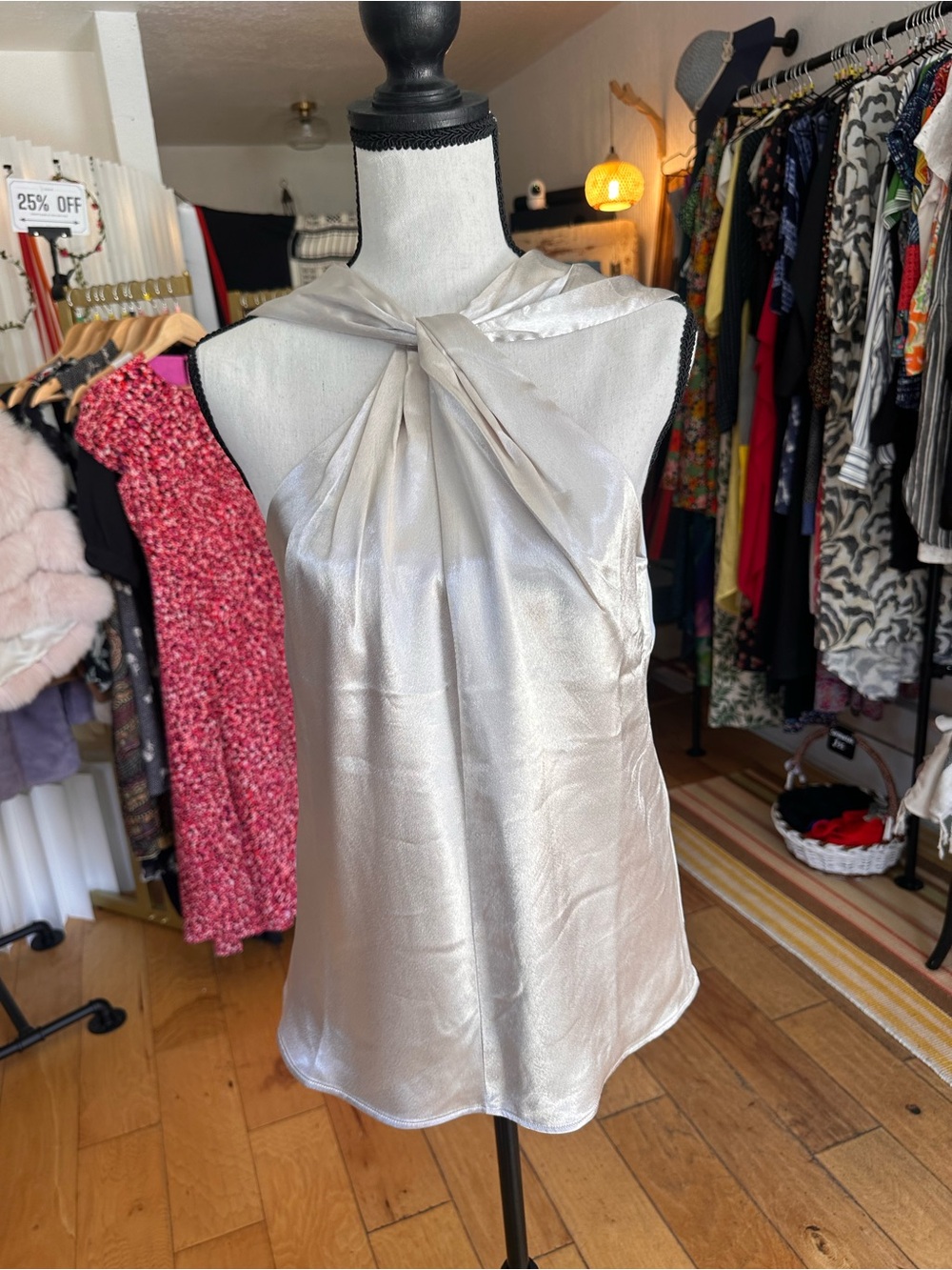 Ann Taylor Twist Neck Satin Top
